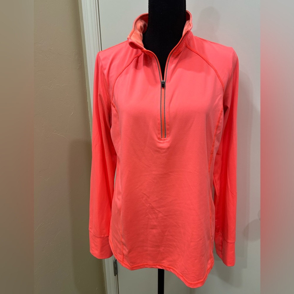 Xersion Women's Bright Coral Zip-Up light-weight Athletic Top